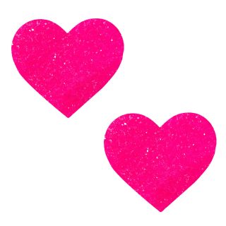 Neva Nude - Pink Blacklight Glitter I Heart U Nipztix Pasties