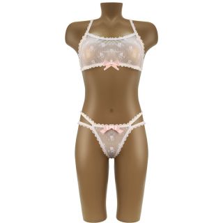 Sexy Bra and Panty - 2 PC Set - White - OS
