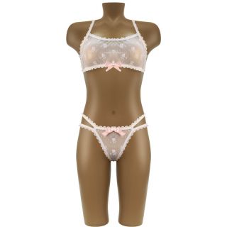 Sexy Bra and Panty - 2 PC Set - White - OS