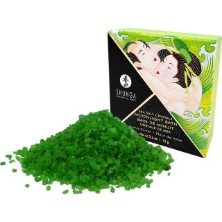 Shunga Erotic Art Sea Salt Crystals Moonlight Bath - Lotus Flower – Green – 2.6 oz / 75 g