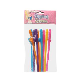 Ozze Creations - Dicky Sipping Straws – 10 PC – Assorted Colours