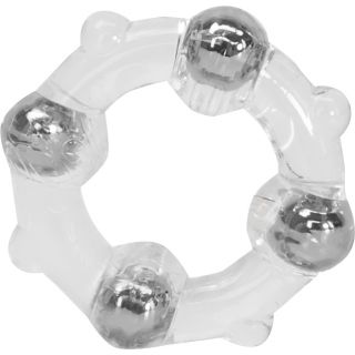 Stud Ring Cockring with Beads - Vlear - Clear