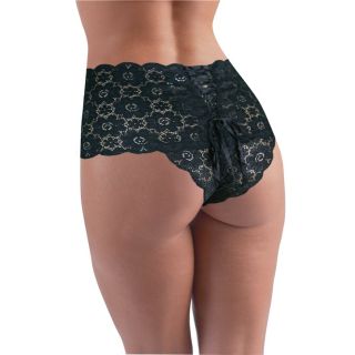 The Victorian Panty with Ribbon - Black - Large