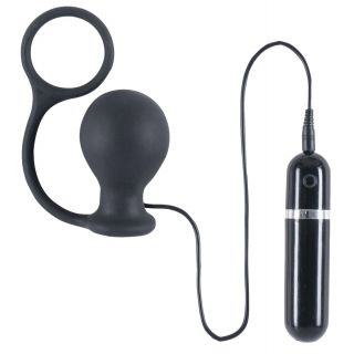 Thriller Ass 3" Vibrating Butt Plug with Ring - Black