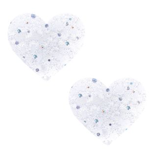 Neva Nude - Mrs. Darcy White Sparkle Lace I Heart U Nipztix Pasties